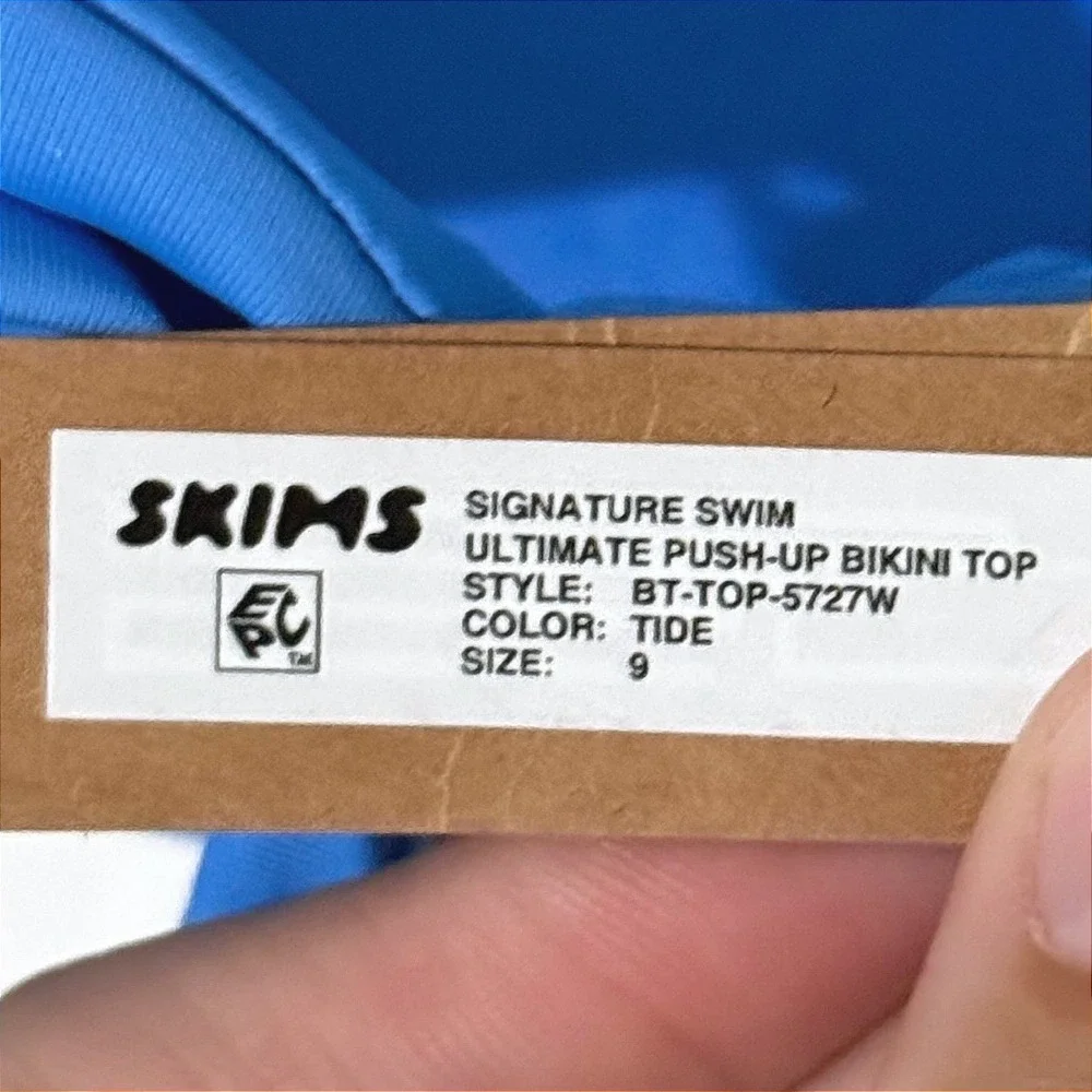 SKIMS Signature Swim Ultimate Push-Up Bikini Top Tide Blue BT-TOP-5727W Size 9